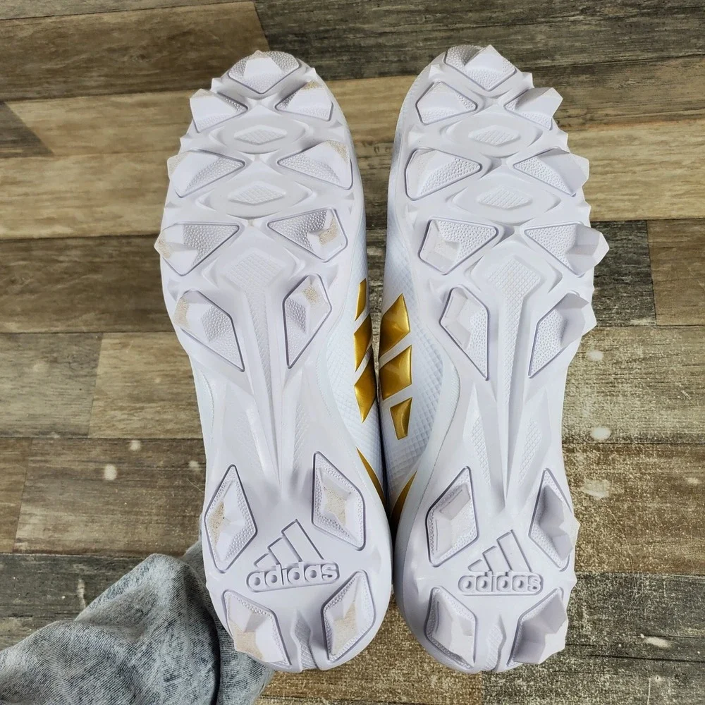 Adidas Adizero Impact.2 MD Mens Shoes Sz 11 White Gold Lace-Up Football Cleats
